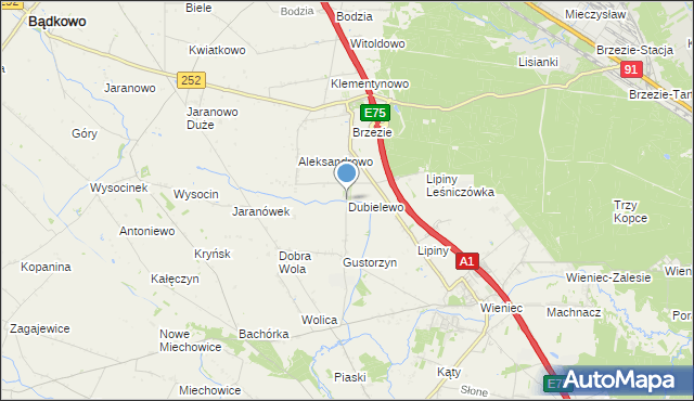 mapa Dubielewo, Dubielewo gmina Brześć Kujawski na mapie Targeo